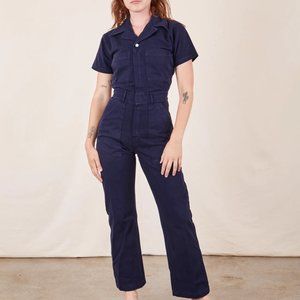 Big Bug Press Navy Short-Sleeve Jumpsuit